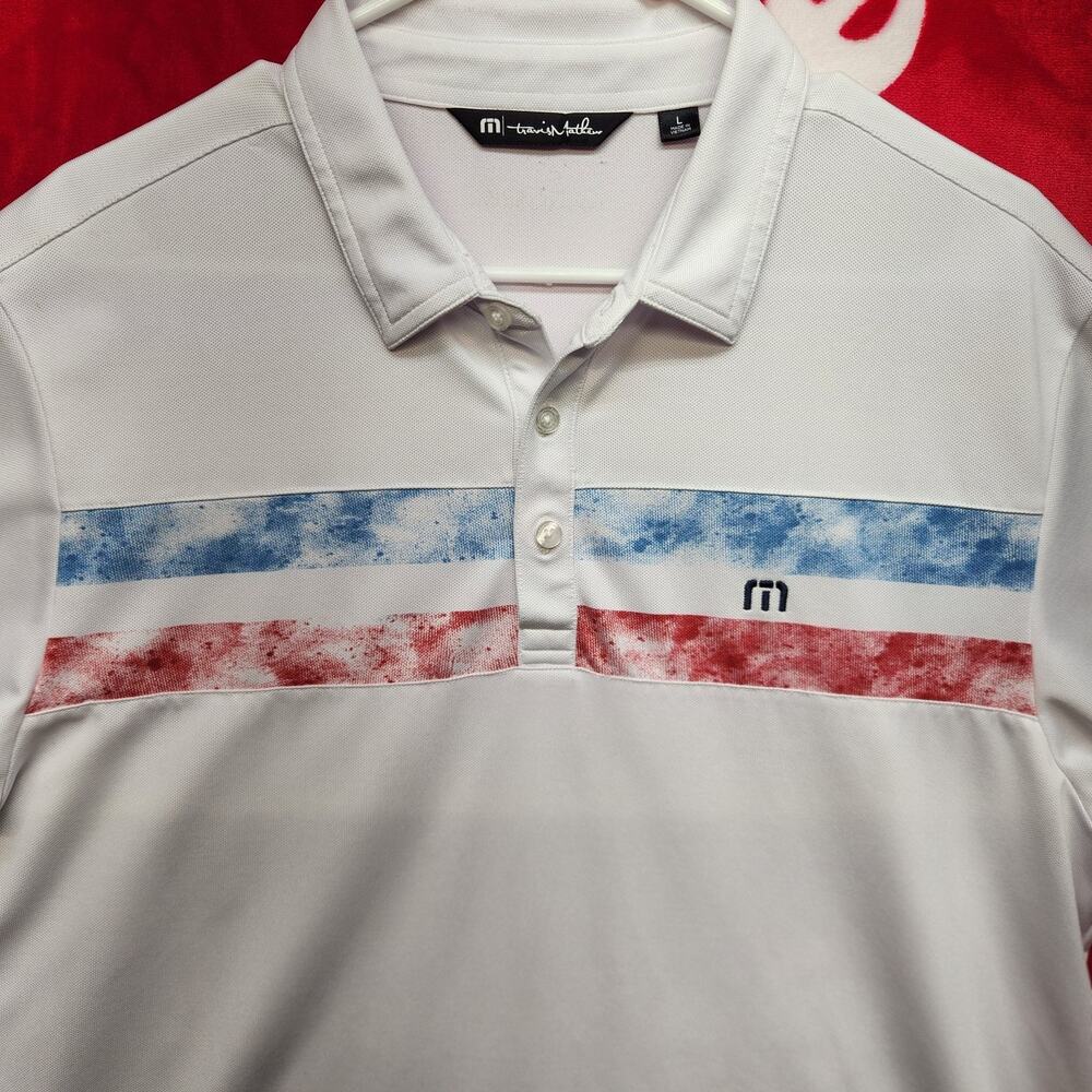 TravisMathew Polo Shirt Mens Large White Golf Performance Short Sleeve Stretch